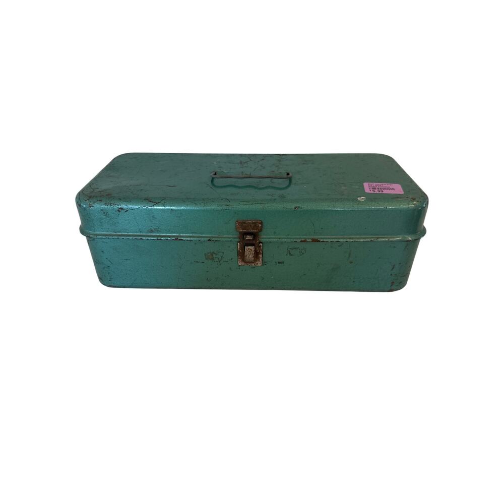 Vintage Green Tackle Box,  Utility Chest, bolt, nails, crafts, findings Storage